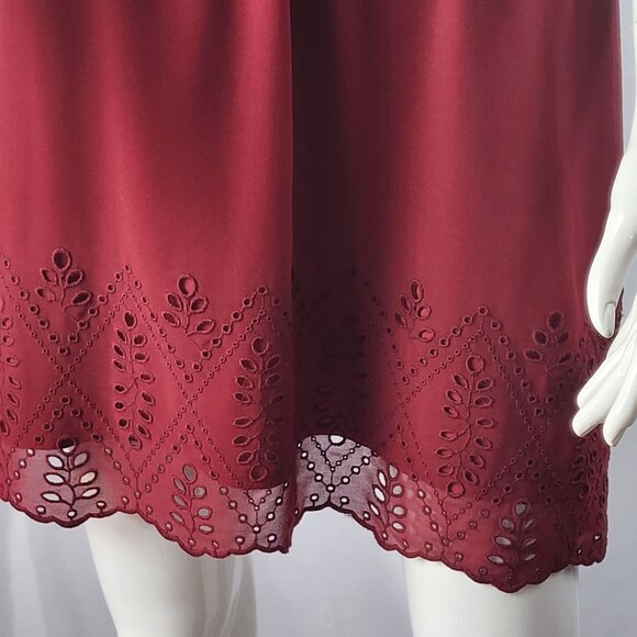Madewell Womens Red V-Neck Dress Size 0 Embroidered Hem Polyester/Cotton - Picture 11 of 16